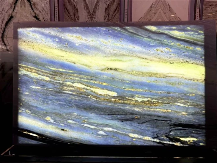 blue crystal marble slab light