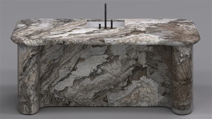 white marble kitchen island different color